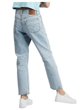 Jeans Levis 501 Crop Azul Mulher