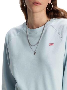 Sweat Levis Relaxed Crew Azul Mulher