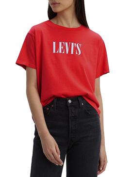 T-Shirt Levis Logotipo Serif Varsity 90S Vermelha