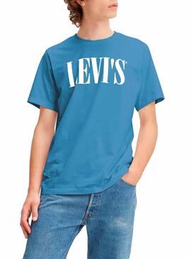 T-Shirt Levis Serif Relaxed Azul Homem