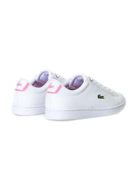 Sapatilhas Lacoste Carnaby Evo Branco Rosa Menina