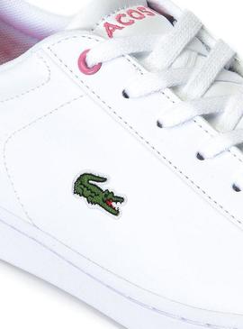 Sapatilhas Lacoste Carnaby Evo Branco Rosa Menina