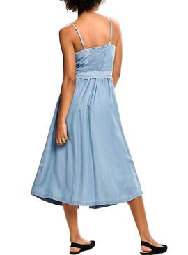 Vestido Only Wanda Midi Azul Mulher