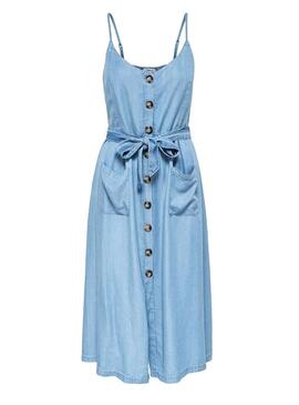 Vestido Only Wanda Midi Azul Mulher