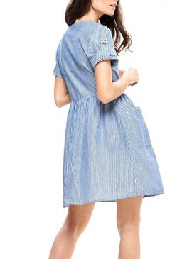 Only Tammy vestido de listras azuis Mulher