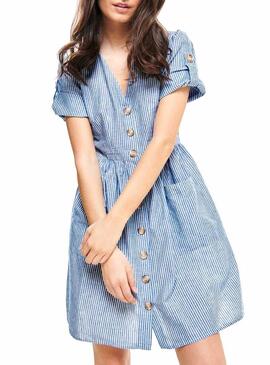 Only Tammy vestido de listras azuis Mulher
