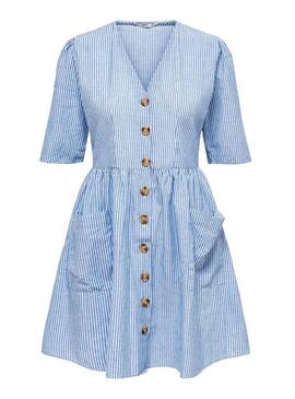 Only Tammy vestido de listras azuis Mulher