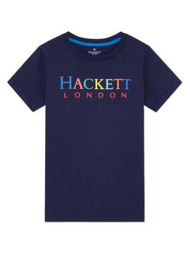 T-Shirt Hackett Letras multicoloridas Azul Marinho Menino