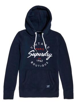 Sweat Superdry Applique Overhead Azul Marinho 