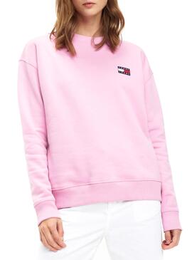 Sweat Tommy Jeans Badge Rosa Mulher