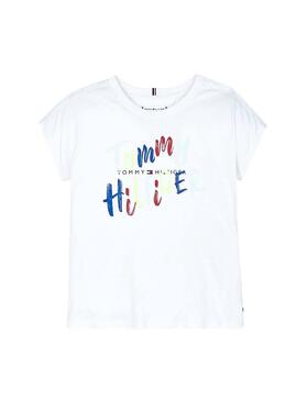 T-Shirt Tommy Hilfiger Fluro Branco para Menina