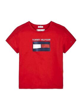 T-Shirt Tommy Hilfiger Fun Vermelho para menina