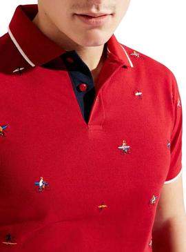 Polo Hackett Pattern Vermelho para homens