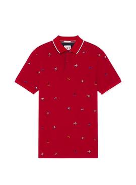 Polo Hackett Pattern Vermelho para homens