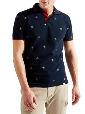 Polo Hackett Pattern Azul Marinho  para homem