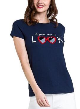 T-Shirt Naf Naf Look Azul Marinho Mulher