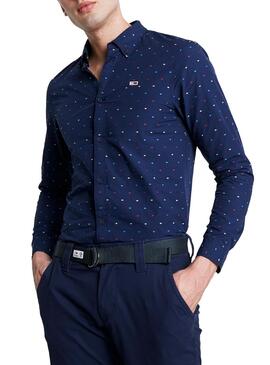 Camisa Tommy Jeans Colored Azul Homens