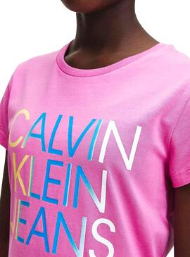 T-Shirt Calvin Klein Jeans Gradient Rosa Menina