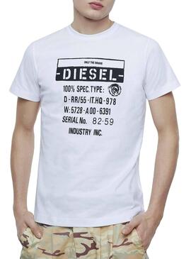 T-Shirt Diesel Label Branca para Homens