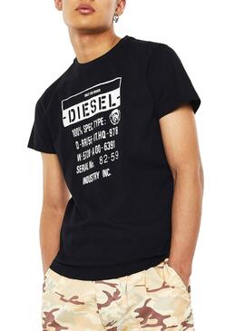 T-Shirt Diesel Label Preto para Homens