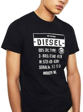 T-Shirt Diesel Label Preto para Homens