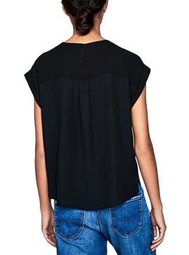 Blusa Pepe Jeans Erin Preta Para Mulher