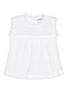 T-Shirt Mayora Popelina Branco para Menina
