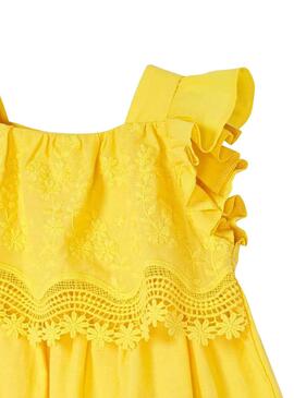 Vestido Mayoral Openwork amarelo para Menina