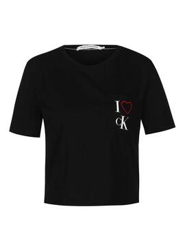 T-Shirt Calvin Klein Jeans Love Black para mulheres