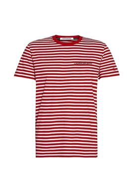 T-Shirt Calvin Klein Mini Stripes Vermelho Homem
