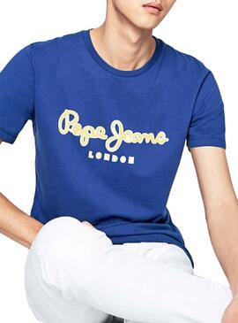 T-Shirt Pepe Jeans Merton Azul para Homem