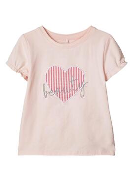 T-Shirt Name It Fastripa Rosa para Menina