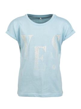 T-Shirt Name It Flores Azul para Menina