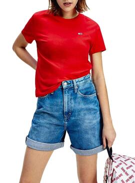 T-Shirt Tommy Jeans Classics Vermelho Para Mulher
