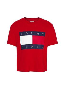 T-Shirt Tommy Jeans Flag Vermelho Mulher