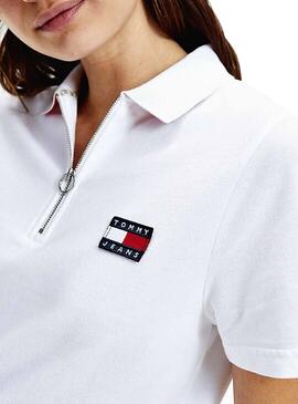 Polo Tommy Jeans Badge Branco para Mulher