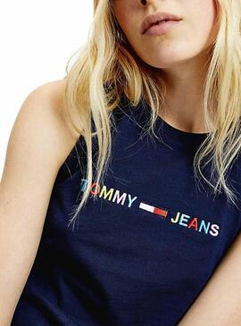 Vestido Tommy Jeans Logo Azul Marinho Mulher