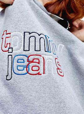 Sweat Tommy Jeans Modern Logo Gris para Mulher