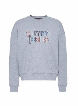 Sweat Tommy Jeans Modern Logo Gris para Mulher