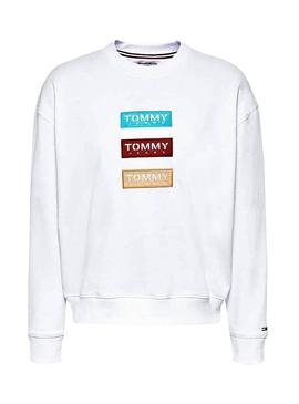 Sweat Tommy Jeans Modern Logo Blanco Para Mulher