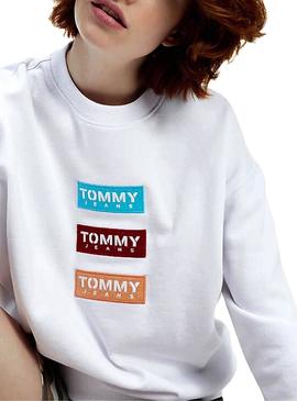 Sweat Tommy Jeans Modern Logo Blanco Para Mulher