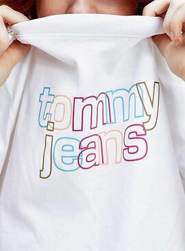 T-Shirt Tommy Jeans Outline Logo Branco Mulher