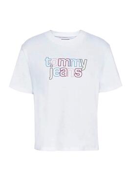 T-Shirt Tommy Jeans Outline Logo Branco Mulher