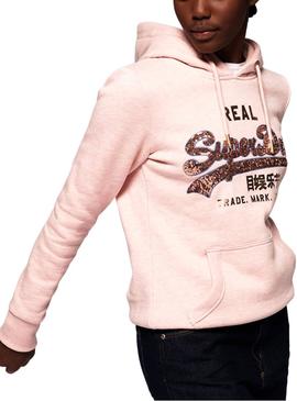 Sweat Superdry Sequin Rosa para Mulher