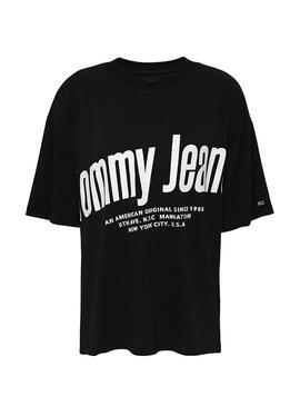 T-Shirt Tommy Jeans Logo diagonal Preta Mulher