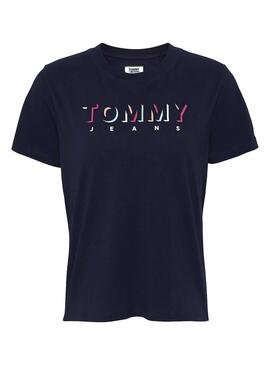 T-Shirt Tommy Jeans Shadow Logotipo Azul Marinho Mulher
