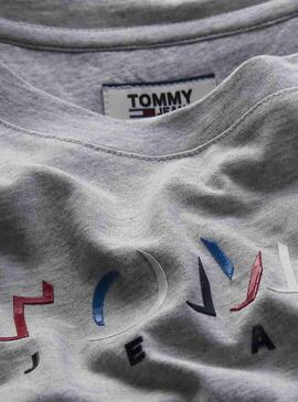 T-Shirt Tommy Jeans Shadow Logo Cinza para Mulher