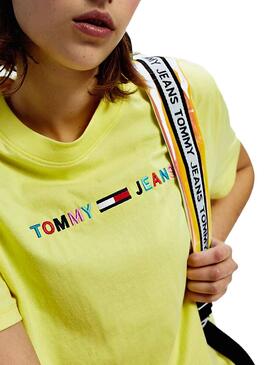 T-Shirt Tommy Jeans Logo colored Amarelo Mulher