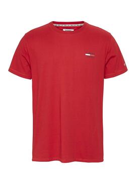 T-Shirt Tommy Jeans Chest Logo Vermelho para Homem