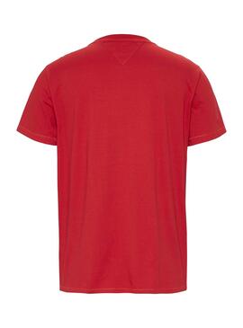 T-Shirt Tommy Jeans Chest Logo Vermelho para Homem